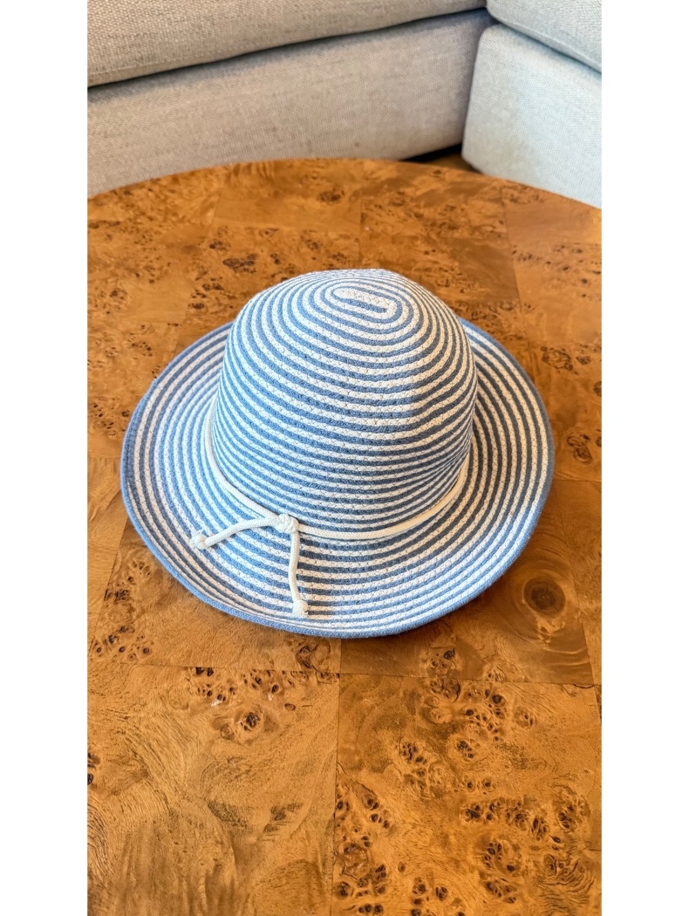 Jaclyn Smith Blue and White Striped Wide Brim Sun Hat